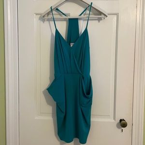 BCBG teal mini dress with pockets